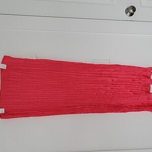 NWT A New Day Women's Textured Crinkle Satin Midi Skirt Coral